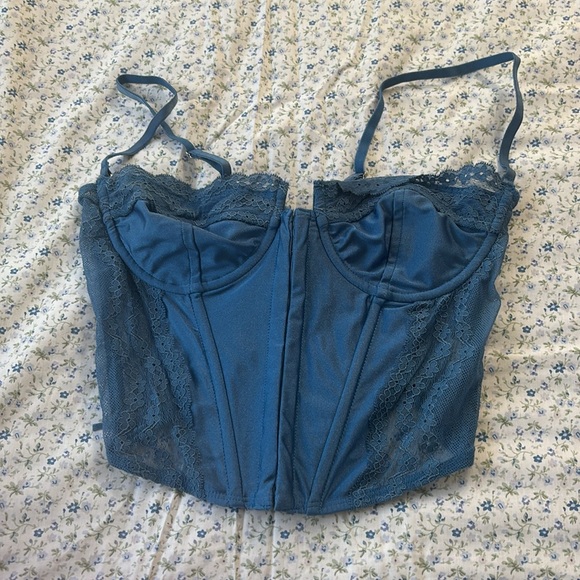 Blue Lace Bustier Top - Picture 2 of 3